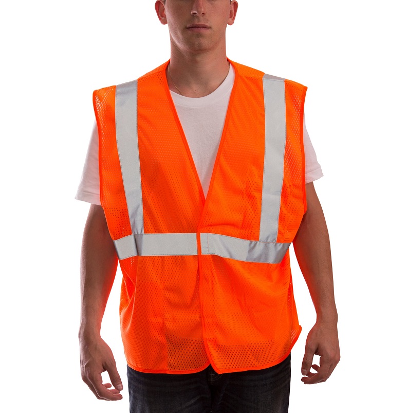 Job Sight Class 2 Mesh Vest in Flourescent Orange-Red